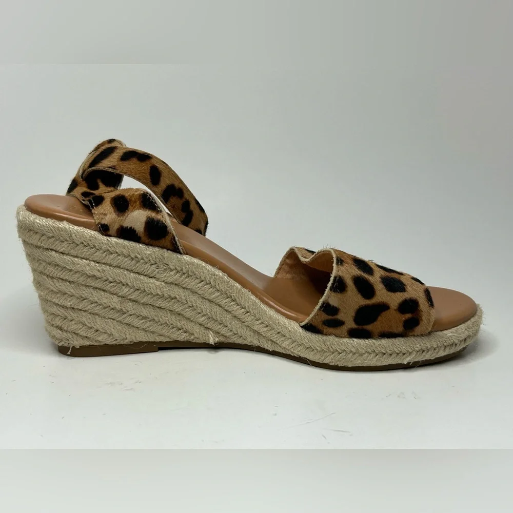 J.Crew Leopard Calf Hair Wedge Espadrille Open Toe Sandal Size 9